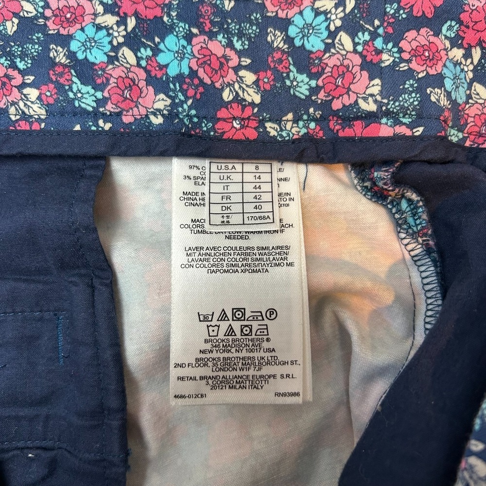 Brooks Brothers Womens Shorts Blue Pink Floral Casual Spring Summer Preppy Sz 8 - Picture 9 of 13